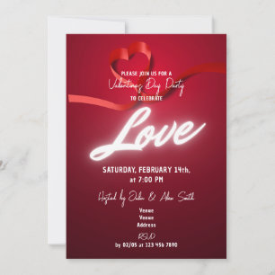 Invitation de la Saint-Valentin Cœur d'Amour Rouge