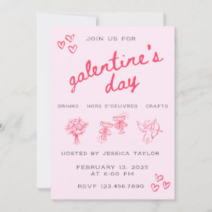 Invitation de la Saint-Valentin Galentine's Day po