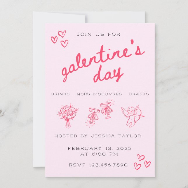 Invitation de la Saint-Valentin Galentine's Day po (Devant)