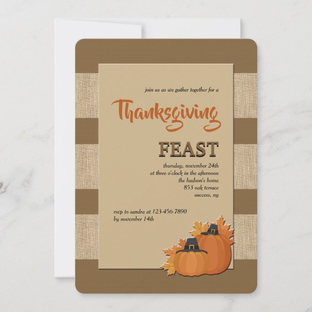 Invitation de la saison de Thanksgiving (Devant)