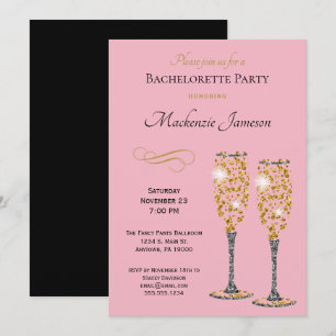 Invitation de la soirée Champagne Pink Bachelorett