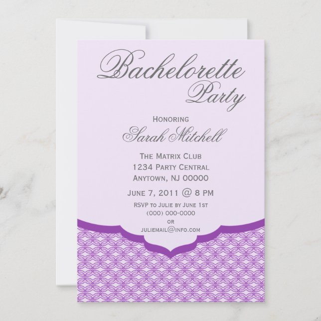 Invitation de la soirée chic glamour, violet (Devant)