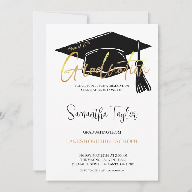 Invitation de la soirée chic Graduation (Devant)