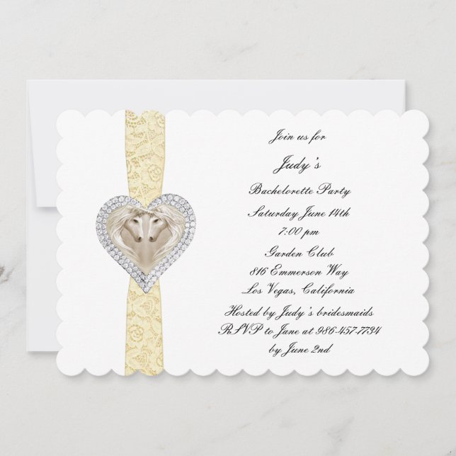 Invitation de la soirée de bachelorette en dentell (Devant)