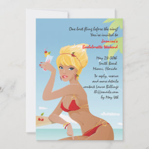 Invitation de la soirée de bachelorette Red Bikini