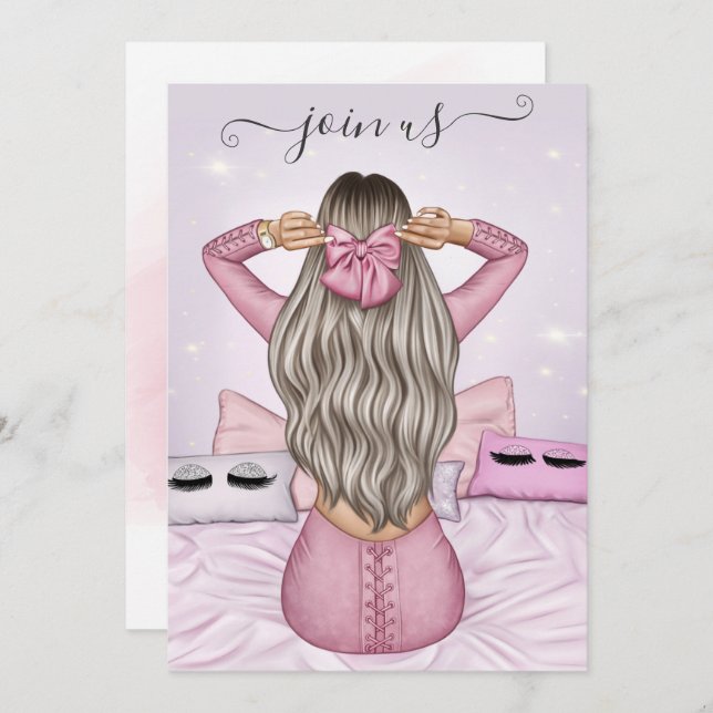 Invitation de la soirée de bachelorette rose fashi (Devant / Derrière)