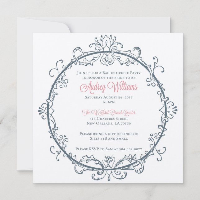 Invitation de la soirée de bachelorette vintage (Devant)