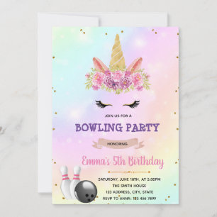 Invitation de la soirée de bowling Unicorn