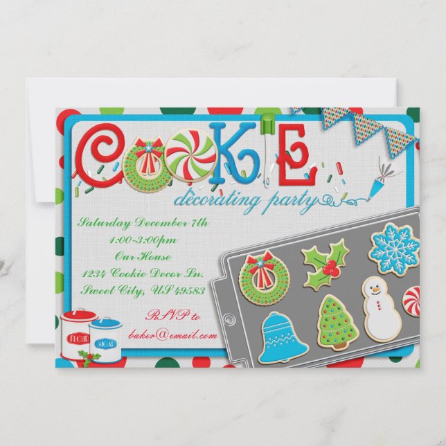 Invitation de la soirée de décoration de cookies (Devant)
