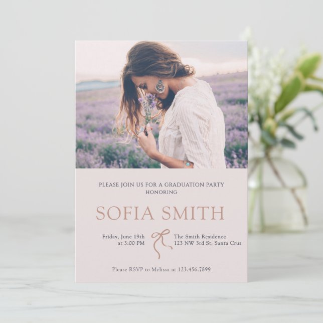 Invitation de la soirée de graduation Elegant Bow (Debout devant)