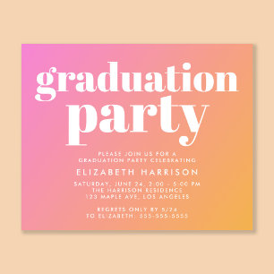 Invitation de la soirée de graduation rose tendanc
