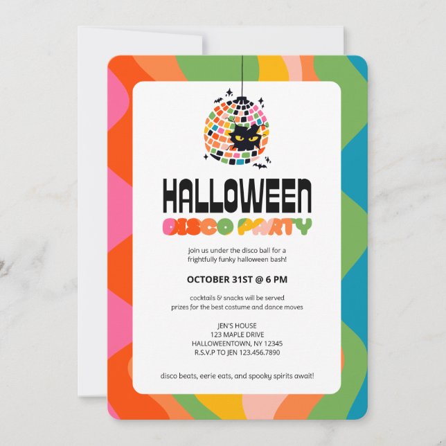 Invitation de la soirée Disco Ball Halloween (Devant)