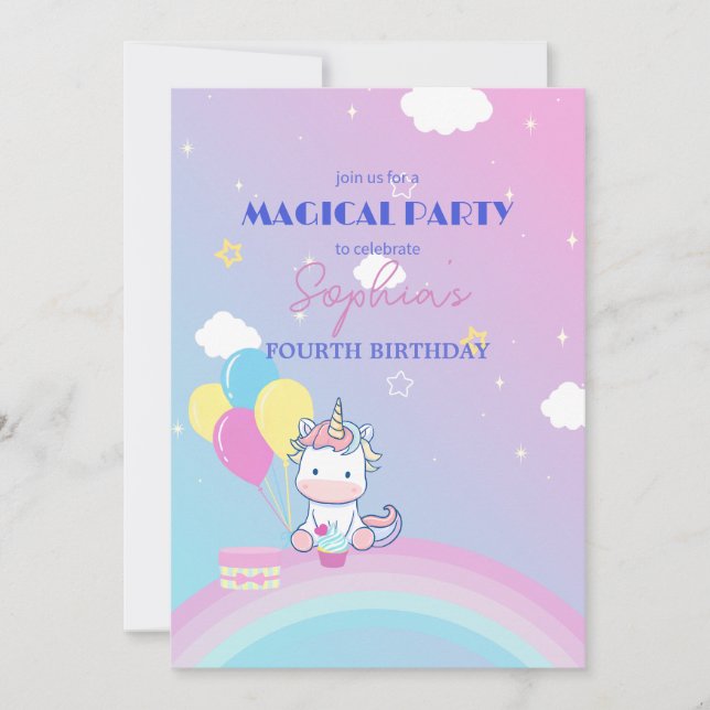 Invitation de la soirée Unicorn Sparkle & Nuds (Devant)