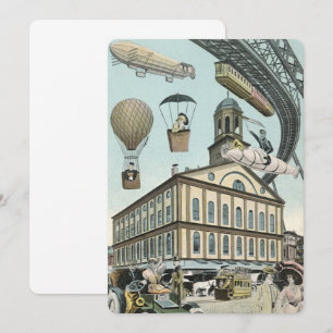 Invitation de la ville de science-fiction vintage 