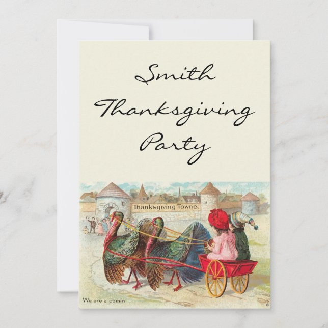 Invitation de la ville de Thanksgiving Vintage (Devant)