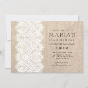 Invitation de la White Lace & Burlap