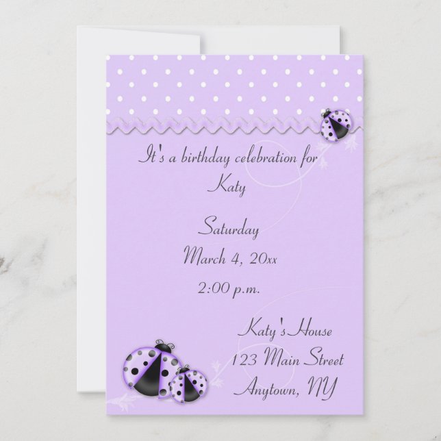 Invitation de Ladybugs Violet (Devant)