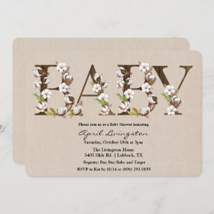 Invitation de l'alphabet de coton baby shower