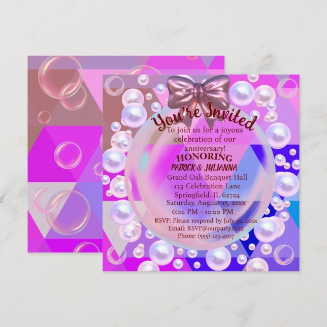 Invitation de l'anniversaire Abstrait de cristal c (Devant / Derrière)