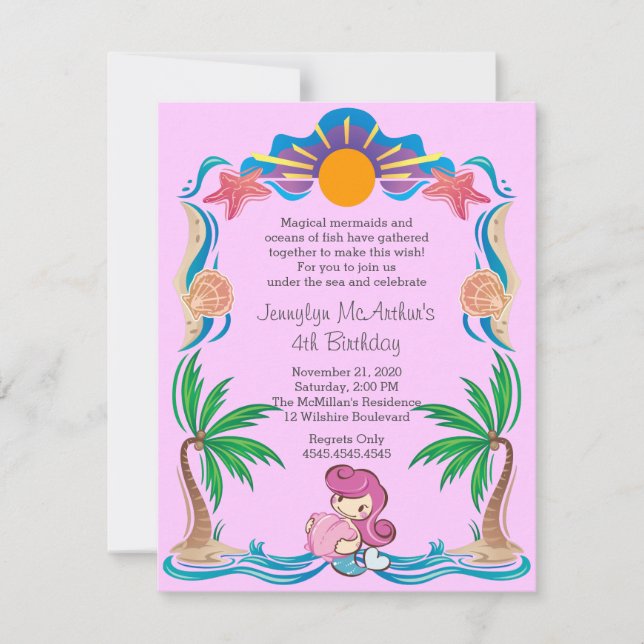 Invitation de l'anniversaire de la princesse Merma (Devant)