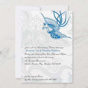 Invitation de l'anniversaire du Mariage bleu et fl