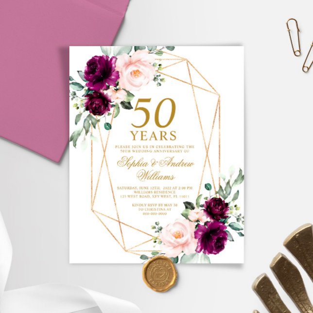Invitation de l'anniversaire du Mariage purple et  (Créateur téléchargé)