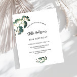 Invitation de l'anniversaire ginkgo vert écriture<br><div class="desc">Avant : un arrière - plan blanc élégant décoré de simples feuilles de ginkgo doré. Personnalisez et ajoutez votre nom et les détails de votre fête. Retour : vert émeraude arrière. 1 feuille = 1 invite imprimé bord à bord.</div>