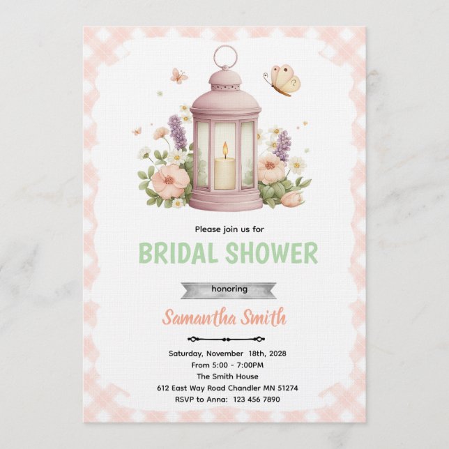 Invitation de Lanterne pour la Fête de Mariage (Devant)