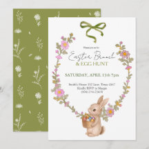 Invitation de lapin de fête de Pâques et chasse au
