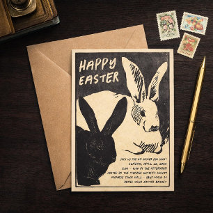 Invitation de lapin de Pâques vintage - Chasse aux