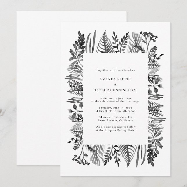 Invitation de l'aquarelle botanique (Devant / Derrière)