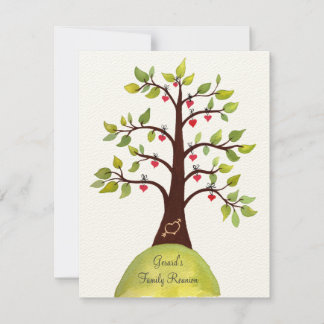 Invitation de l'arbre cardiaque de l'aquarelle de