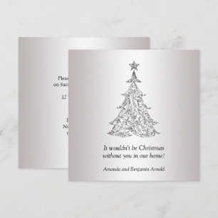 Invitation de l'Arbre de Vacances Noir et Argent