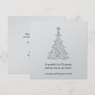 Invitation de l'Arbre de Vacances Noir et Argent