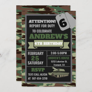 Invitation de l'armée, invitation d'anniversaire m