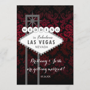 Invitation de Las Vegas Red Black Mariage damassé