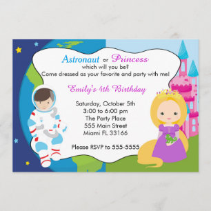 Invitation de l'astronaute princesse Anniversaire 