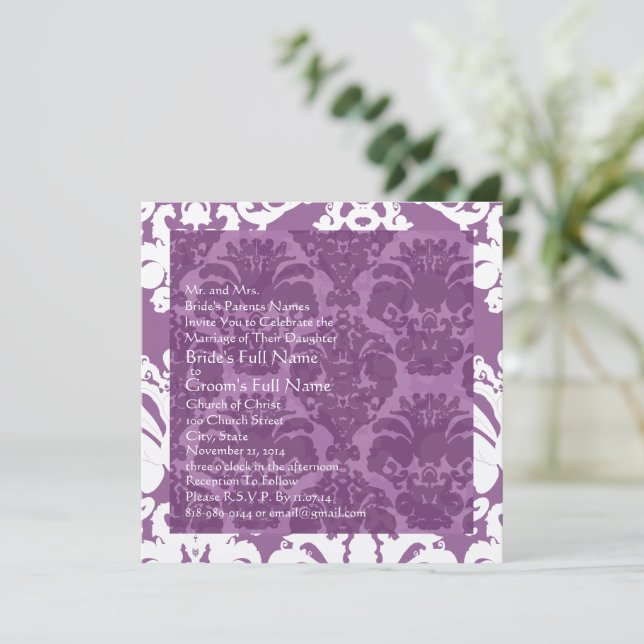 Invitation de Lavender Mariage damassé (Debout devant)