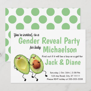 Invitation de l'Avocado Couple Genre Reveval Party