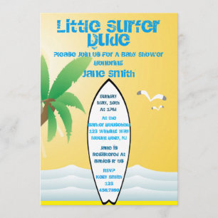 Invitation de l'Baby shower Little Surfer Dude