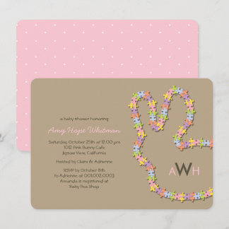 Invitation de l'Baby shower Whimsical Jigsaw Bunny