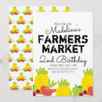Invitation de légumes et de fruits du marché fermi
