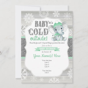 Invitation de l'éléphant hiver MintNeutral Baby sh