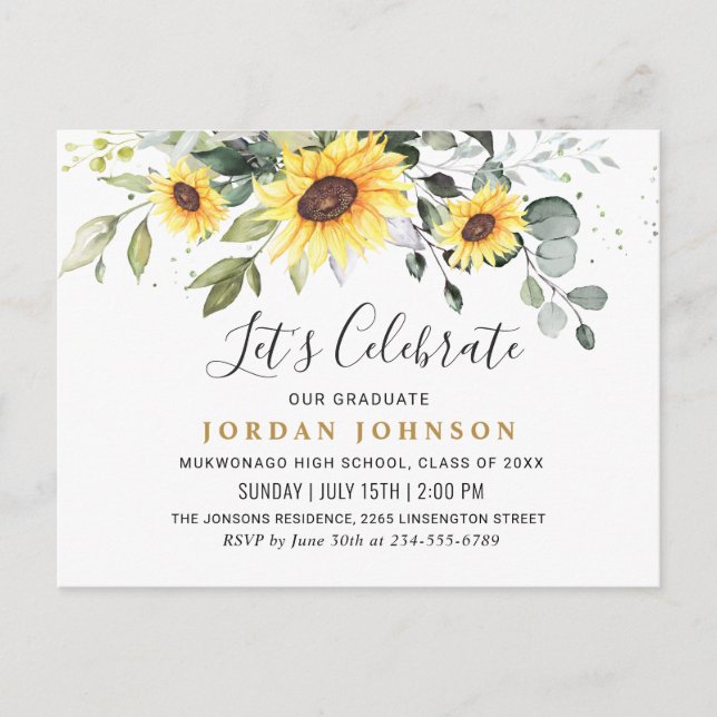 Invitation de l'Eucalyptus Sunflower Graduation Pa (Devant)