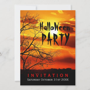 Invitation de l'Halloween Red Sunset Sihouette