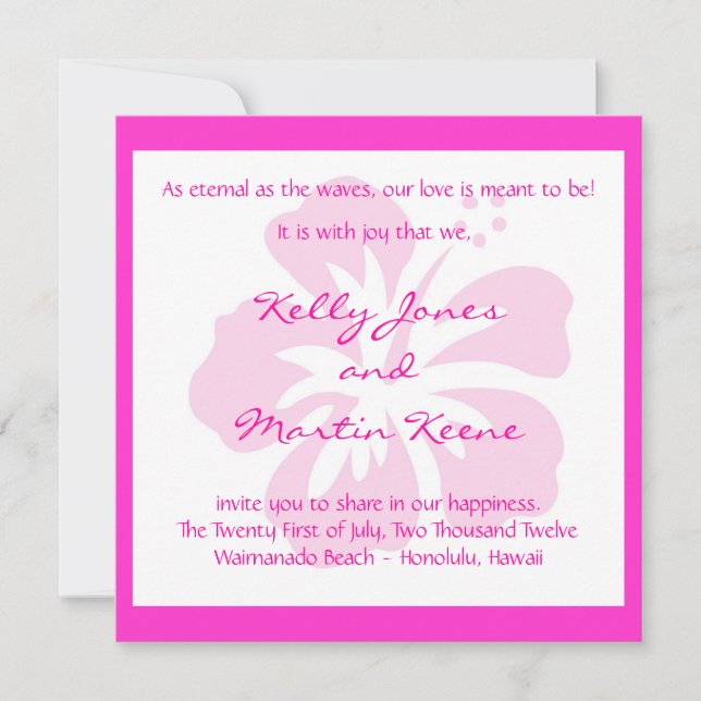 Invitation de l'Hibiscus rose (Devant)