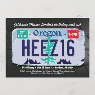 Invitation de licence de l'Oregon pour le 16e anni