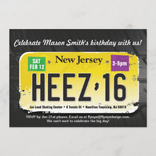 Invitation de licence pour le New Jersey 16e anniv