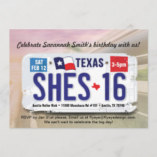 Invitation de licence Texas pour 16e anniversaire