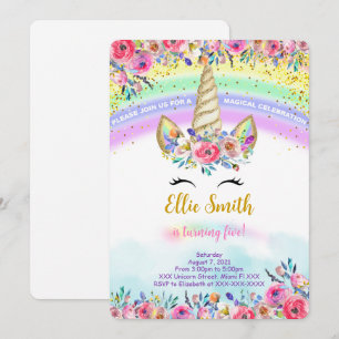 Invitation de licorne magique rouge